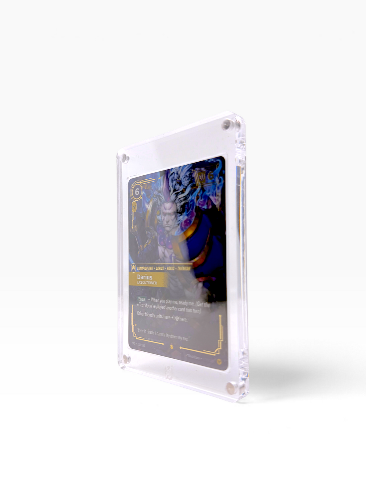 Lockbox Single Acrylic Display holding a trading card